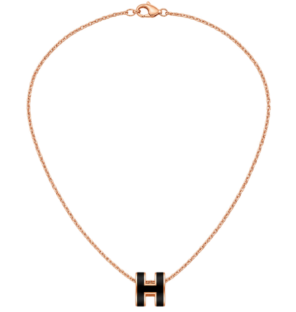 Hermès Mini Pop H Black Enamel Pendant Necklace