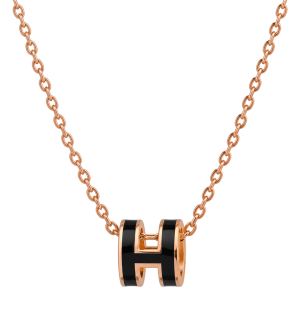 Hermès Mini Pop H Black Enamel Pendant Necklace
