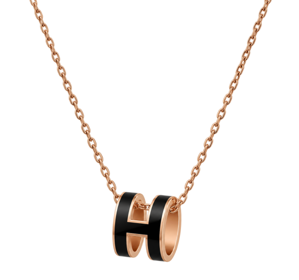 Hermès Mini Pop H Black Enamel Pendant Necklace
