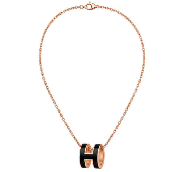 Hermès Mini Pop H Black Enamel Pendant Necklace