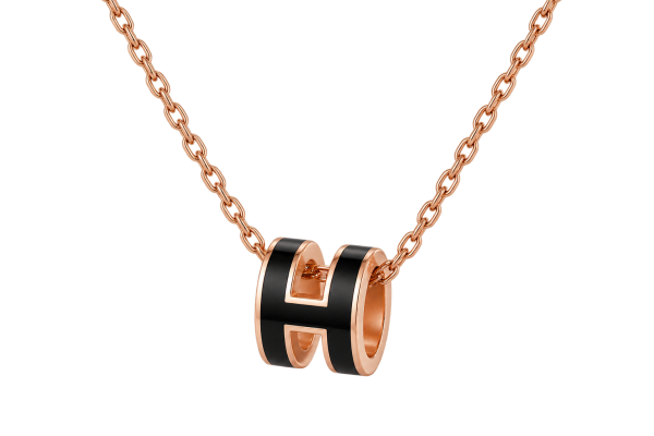 Hermès Mini Pop H Black Enamel Pendant Necklace
